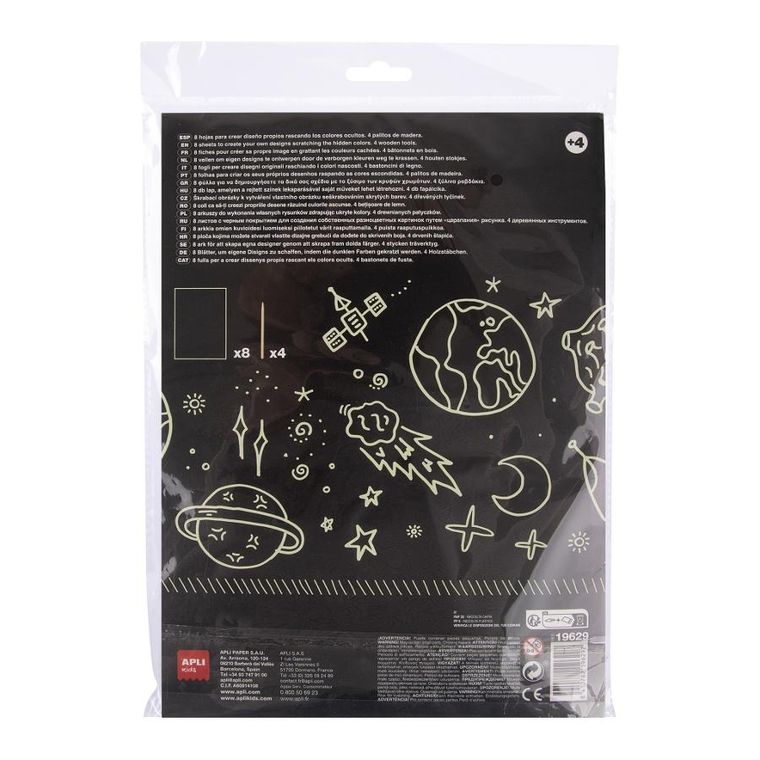 Apli Kids, Magic Scratch, zestaw wydrapywanek świecących w ciemności, A4