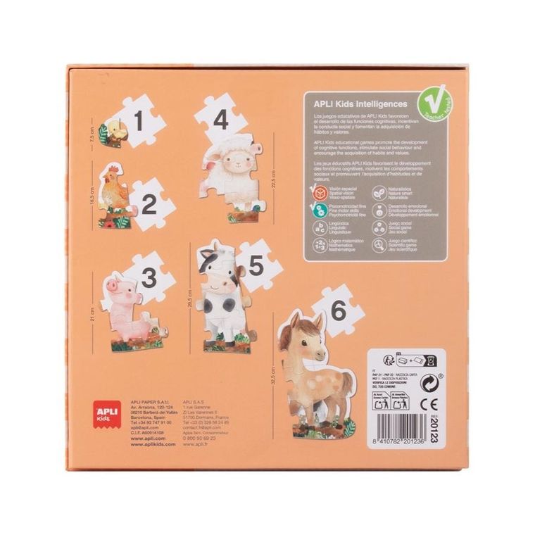 Apli Kids, My First, Farma, puzzle progresywne, 21 elementów