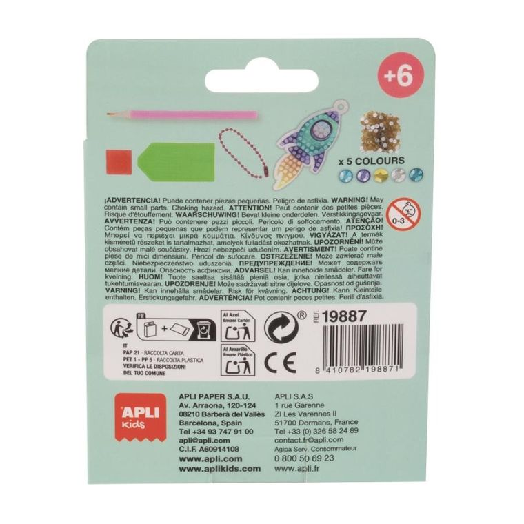 Apli Kids, zestaw do robienia diamentowych breloczków, Rakieta