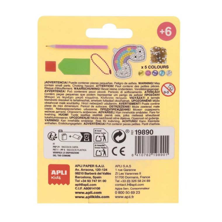 Apli Kids, zestaw do robienia diamentowych breloczków, Tęcza