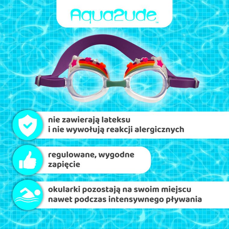 Aqua2ude, okulary do pływania dla dzieci, Tęcza z gwiazdkami