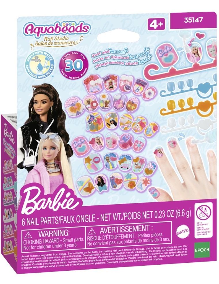 Aquabeads, Barbie, Nail Studio, zestaw uzupełniający do stylizacji paznokci, 35147