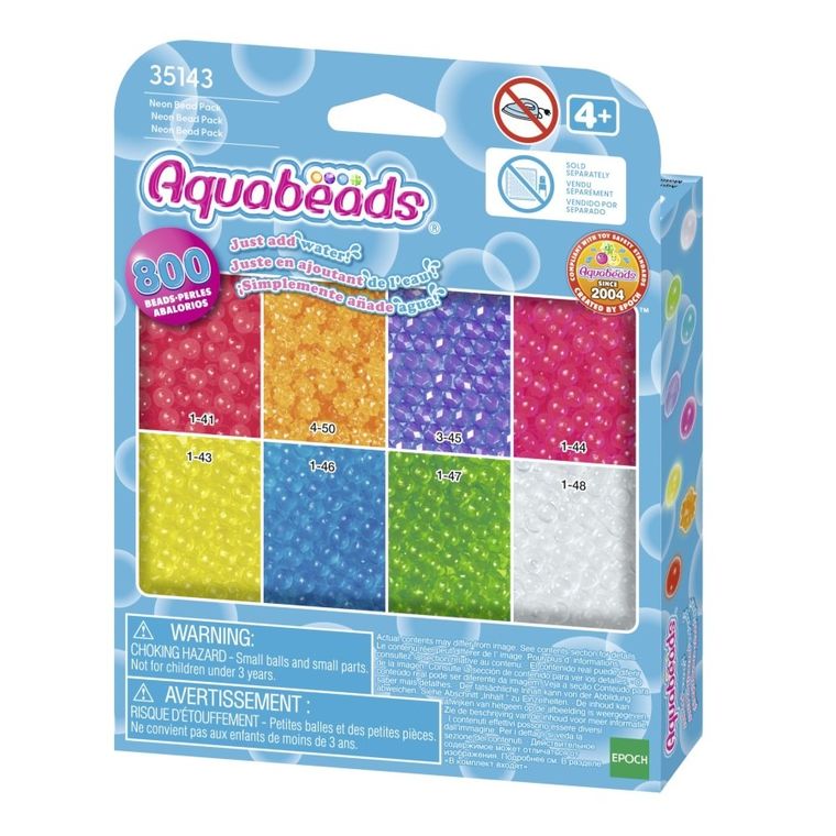 Aquabeads, neonowe koraliki wodne, zestaw uzupełniający, 800 elementów, 35143