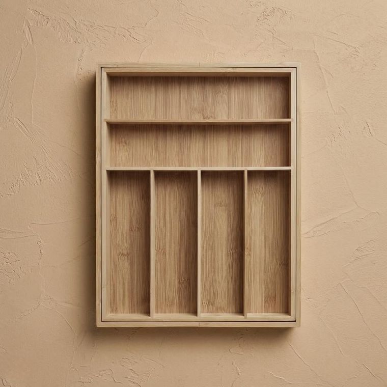 Aromelio, Vario, rozkładany organizer na sztućce, bambusowy, 53-33-43 cm