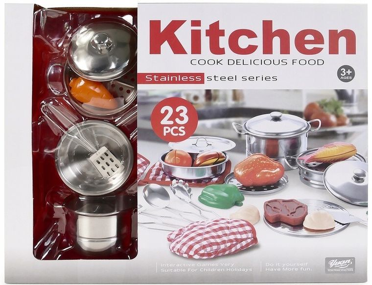 Artyk, zestaw metalowych garnków z akcesoriami, 23 elementy