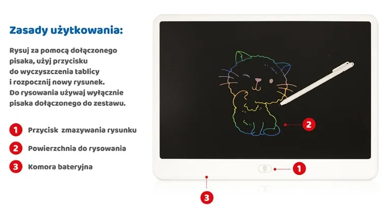Askato, Genialny dzieciak, tablet do rysowania - 16" kolorowy