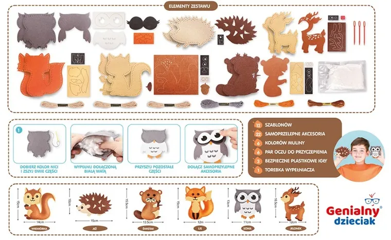 Askato, Genialny dzieciak, zwierzęta, filcowe wyszywanki