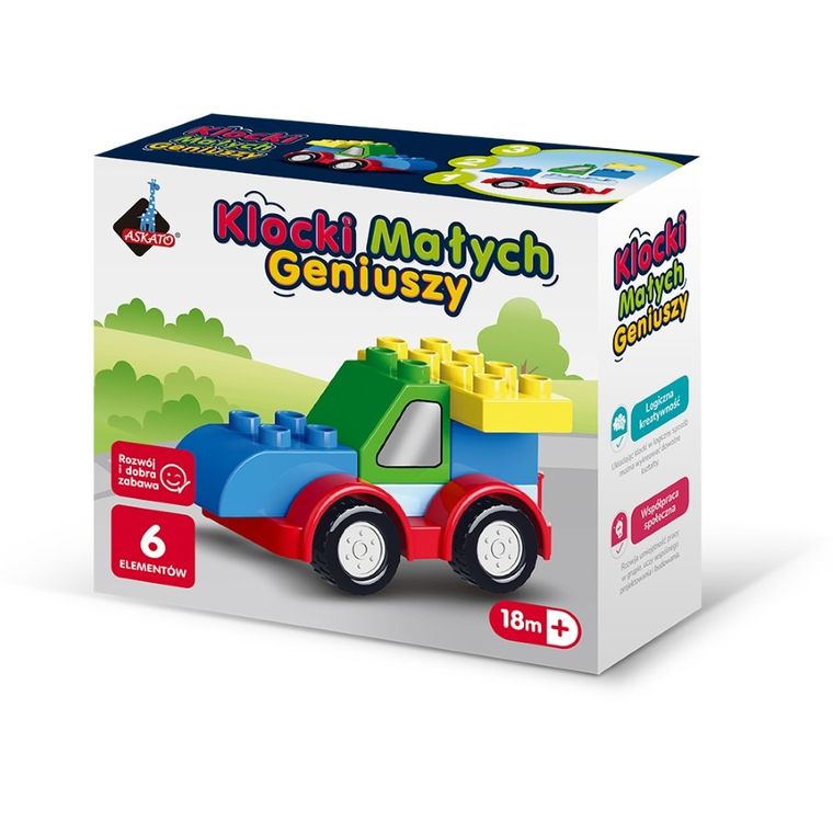 Askato, Klocki Małych Geniuszy, Autko, 6 elementów