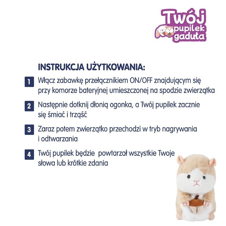 Askato, Twój pupilek gadułka, Chomik, powtarzający słowa, zabawka interaktywna