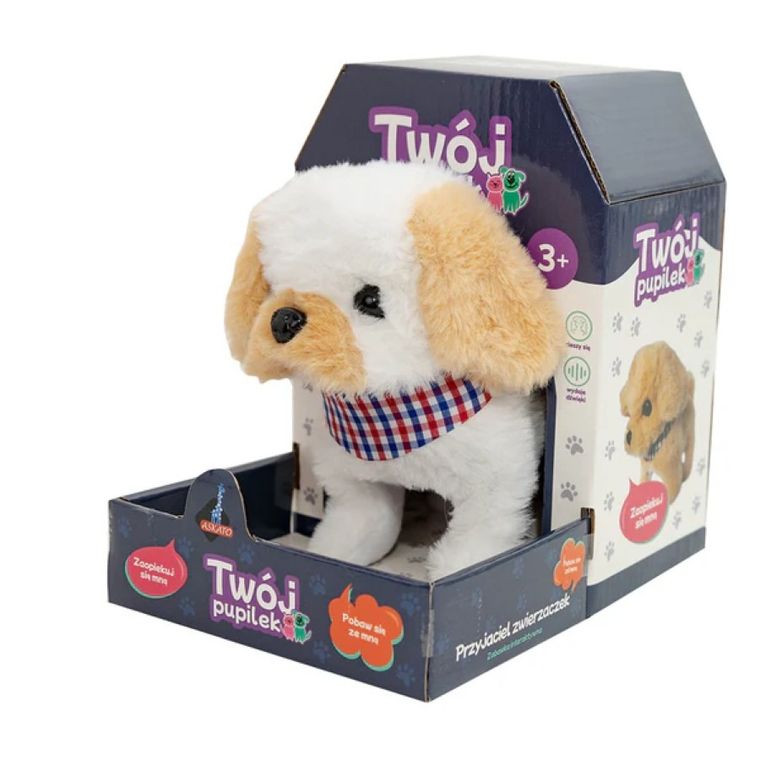 Askato, Twój Pupilek, piesek, maskotka interaktywna, biało-beżowy