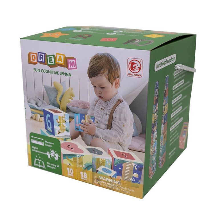 Askato, wieża do układania, 10 kartonowych sześcianów