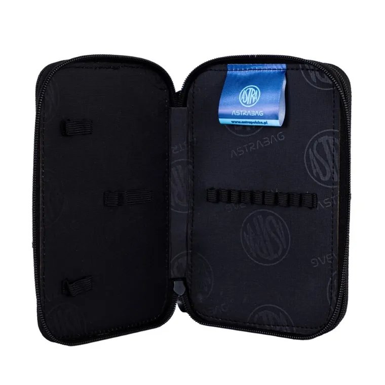 Astrabag, piórnik rozkładany, podwójny, z wyposażeniem, Blue Pixel