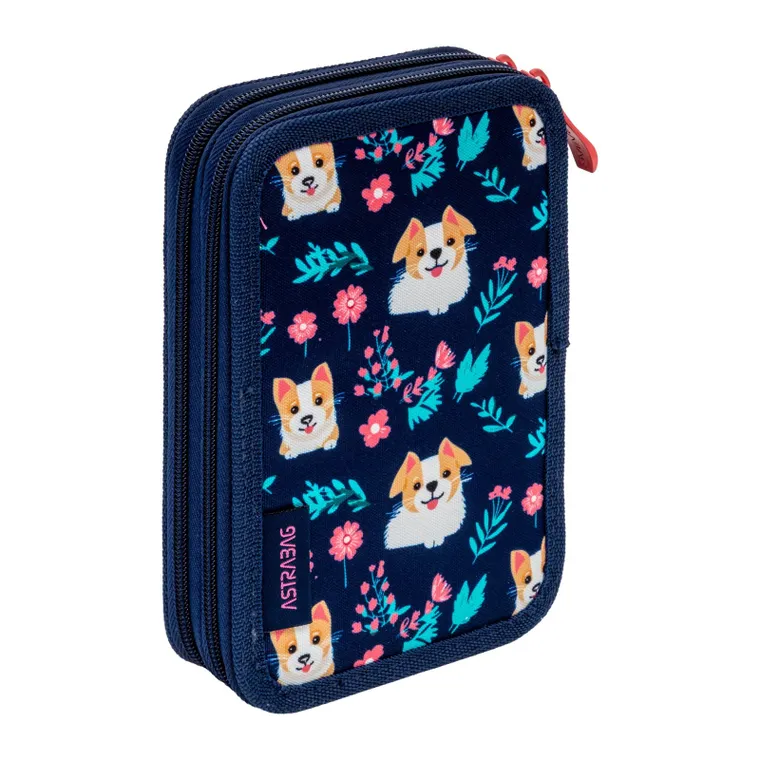 Astrabag, piórnik rozkładany, podwójny, z wyposażeniem, Dear Puppy