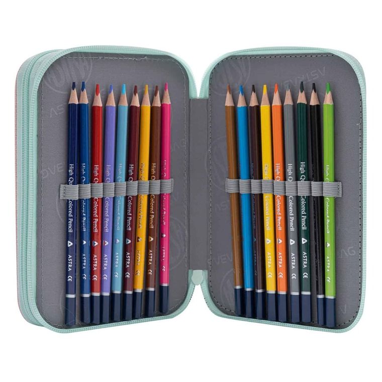 Astrabag, piórnik rozkładany, podwójny, z wyposażeniem, Teddy Panda