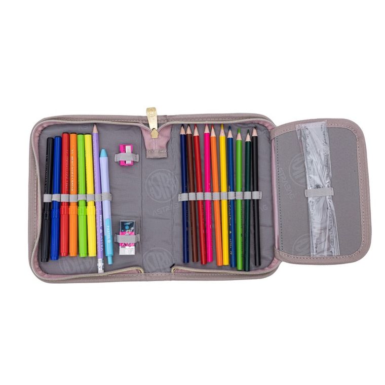 Astrabag, piórnik rozkładany, pojedynczy, z wyposażeniem, Fluffy Kitty