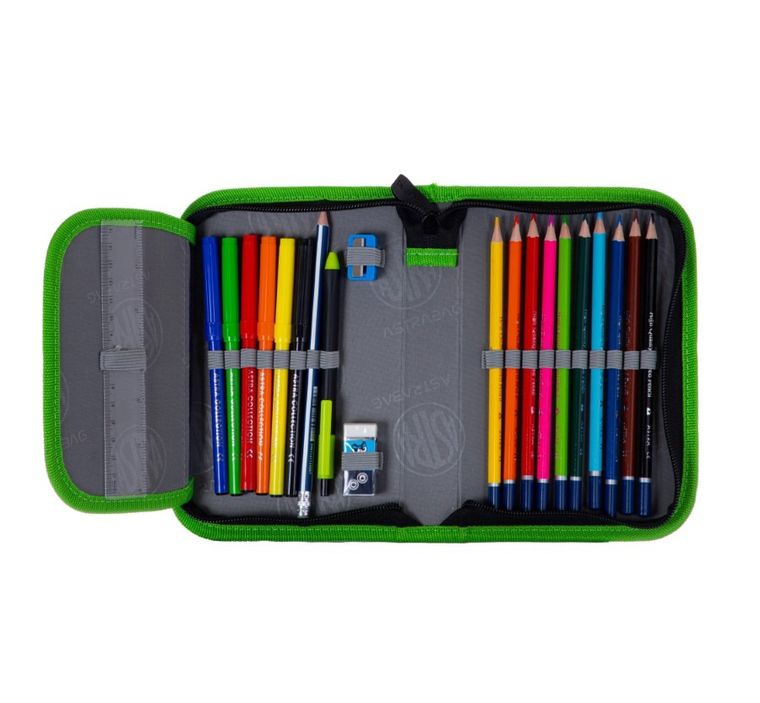 Astrabag, piórnik rozkładany, pojedynczy, z wyposażeniem, Football Motion