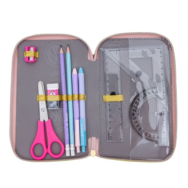 Astrabag, piórnik rozkładany, potrójny z wyposażeniem, Fluffy Unicorn