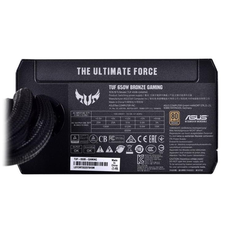 Asus, zasilacz, Tuf Gaming 650W 80+ Bronze