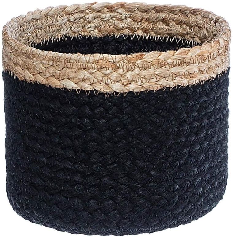 Atmosphera, 3 kosze do przechowywania, z juty, okrągłe, naturalny + czarny