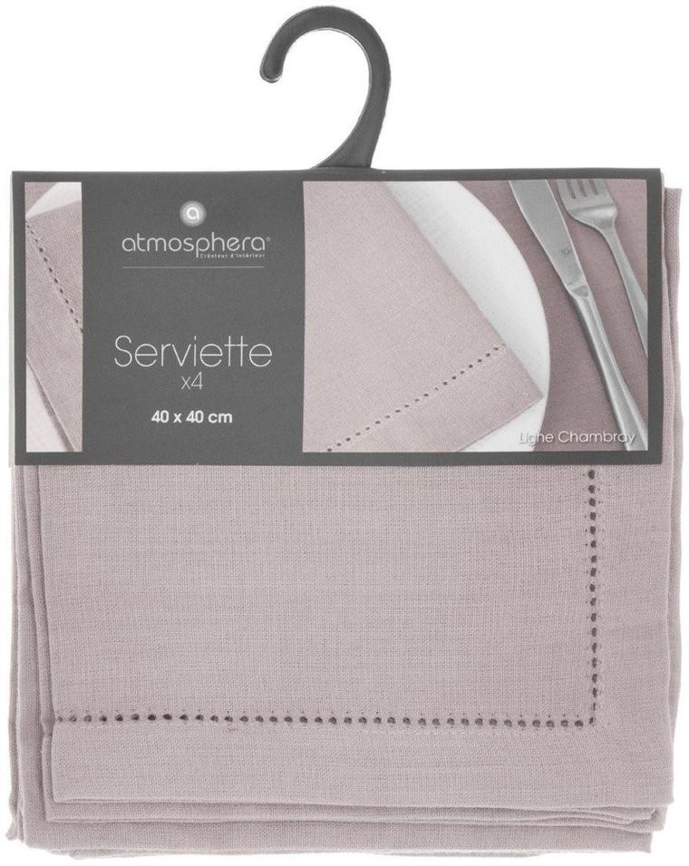 Atmosphera, 4 serwetki bawełniane, Chambray, szare, 40-40 cm