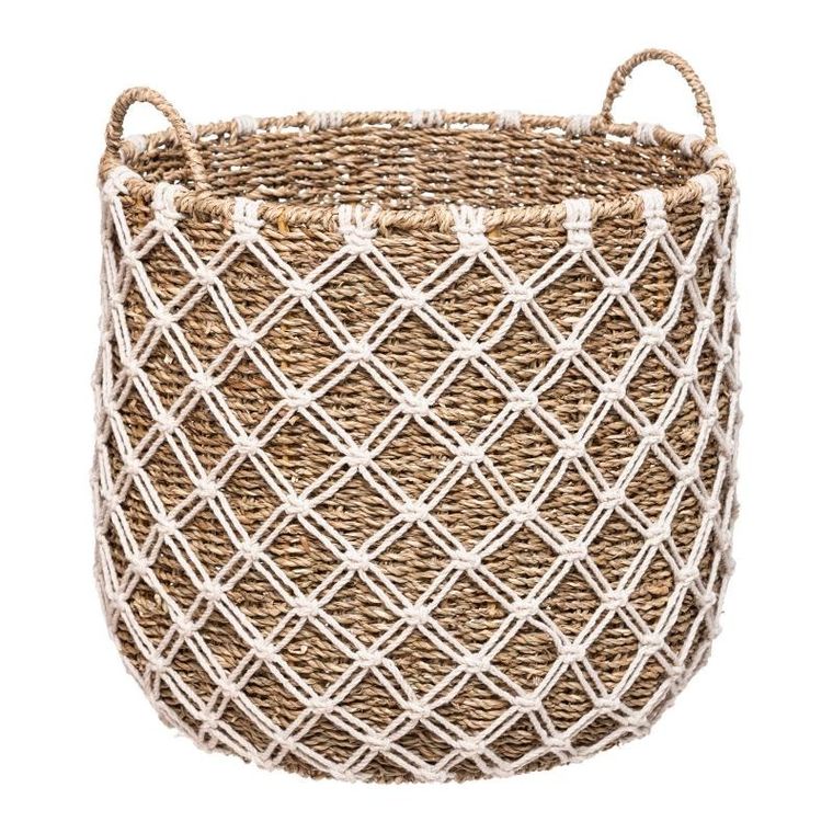 Atmosphera, bambusowe kosze do przechowywania, makrama, 3 szt.