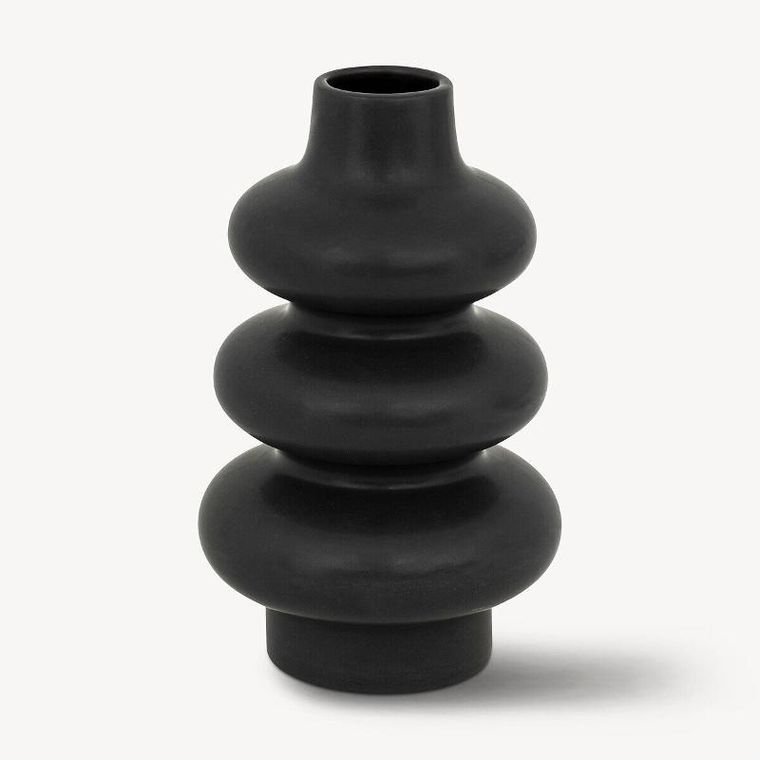 Atmosphera, ceramiczny wazon, Clothilde, 25 cm, czarny
