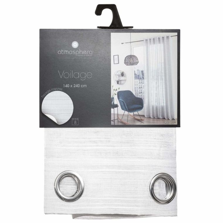 Atmosphera, firana gotowa w stylu skandynawskim, Louis, 140-240 cm, biała