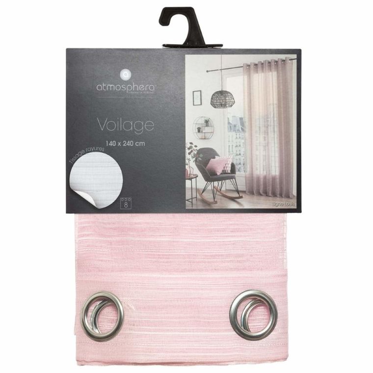 Atmosphera, firana gotowa w stylu skandynawskim, Louis, 140-240 cm, różowa