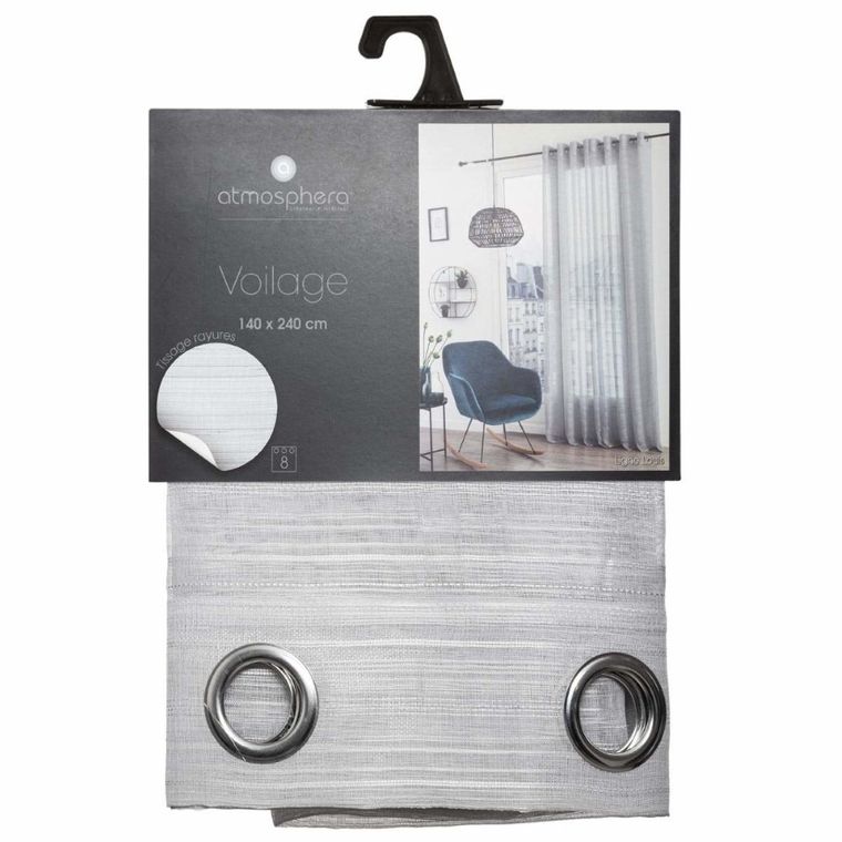 Atmosphera, firana gotowa w stylu skandynawskim, Louis, 140-240 cm, szara