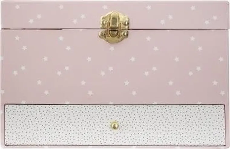 Atmosphera for kids, kuferek na biżuterię z pozytywką i lusterkiem, różowy