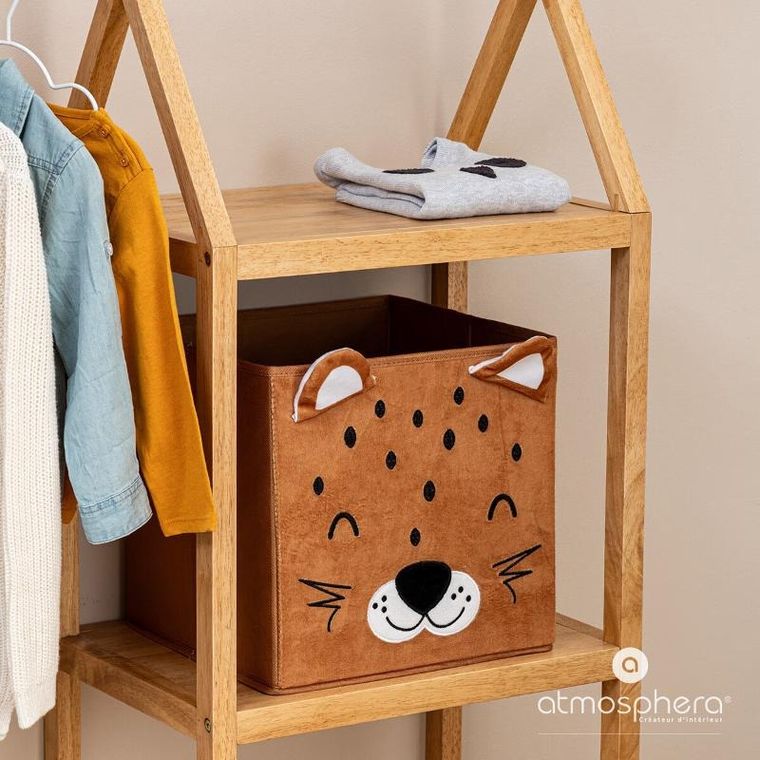 Atmosphera for kids, pojemnik na zabawki z uszkami, leopard, 29-29-29 cm