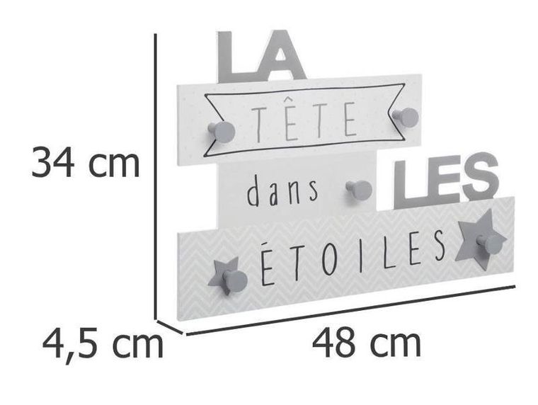 Atmosphera for kids, wieszak ścienny, gwiazdy, 48-34 cm