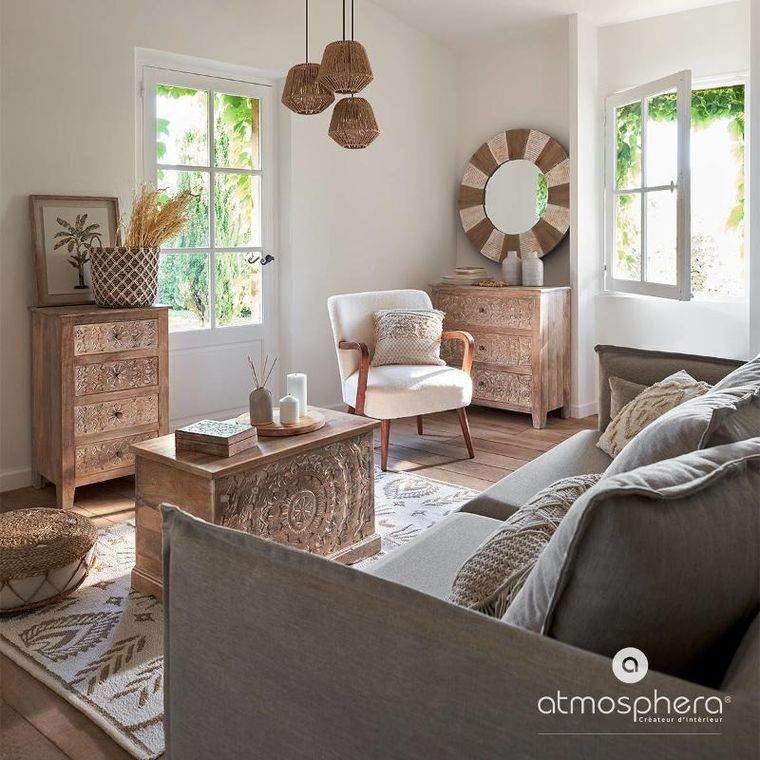 Atmosphera, fotel biały, baranek, Chiara