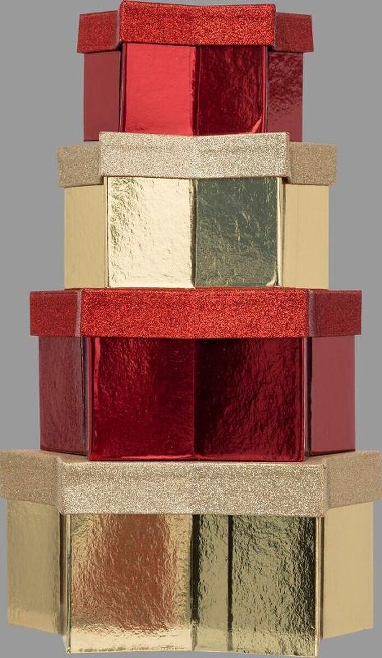 Atmosphera, komplet pudełek na prezenty w kształcie gwiazdy, 4 szt.