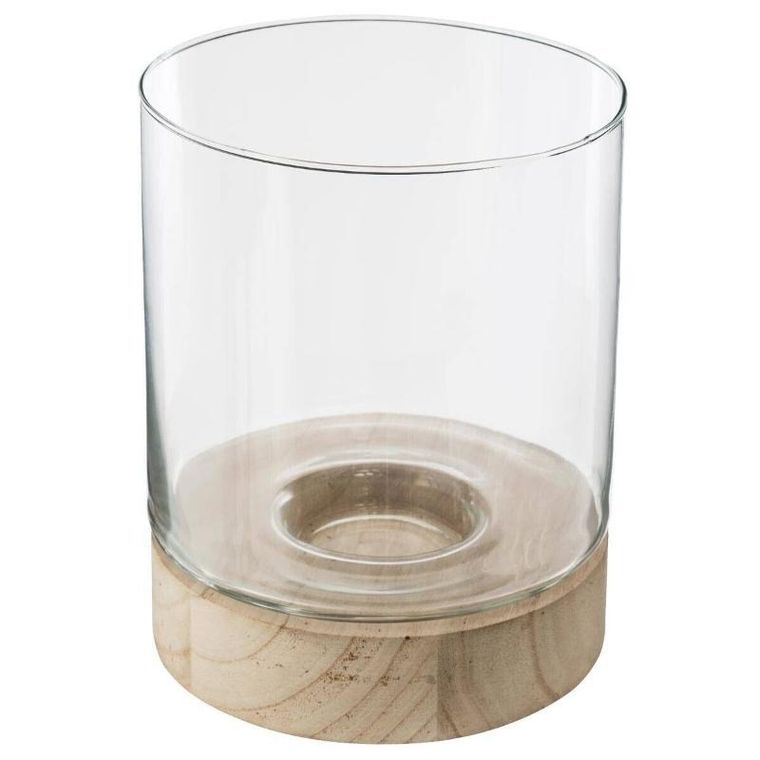 Atmosphera, komplet świeczników ze szkła, Ete z drewnianymi podstawkami, 3 szt.