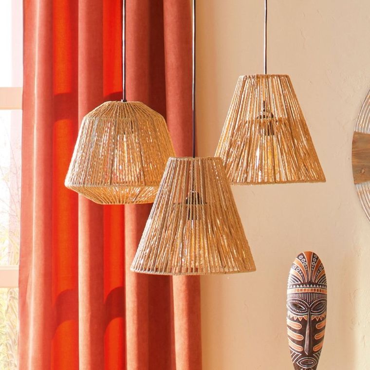 Atmosphera, lampa wisząca z kloszem z metalu i papieru, Ø 30 cm, beżowa