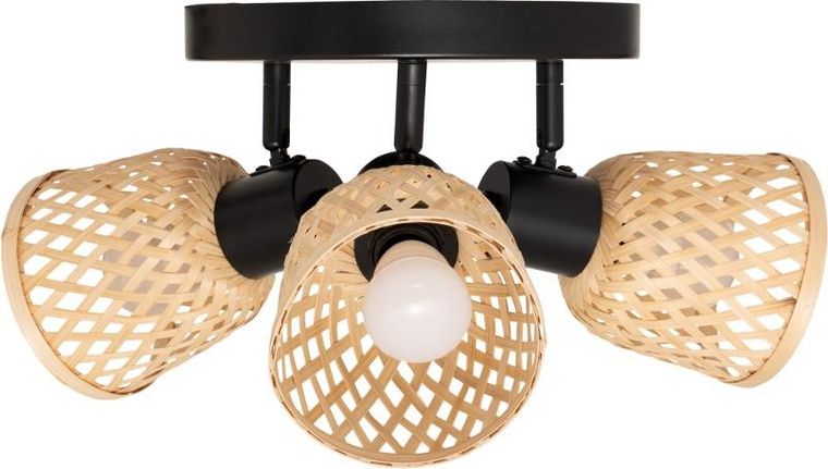 Atmosphera, Lio, lampy sufitowe, 3 klosze z plecionego bambusa, 3xśrednica 25 cm