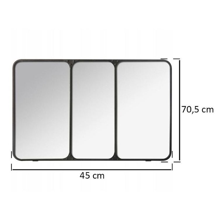 Atmosphera, lustro trójdzielne w metalowej ramie, 45-70.5 cm
