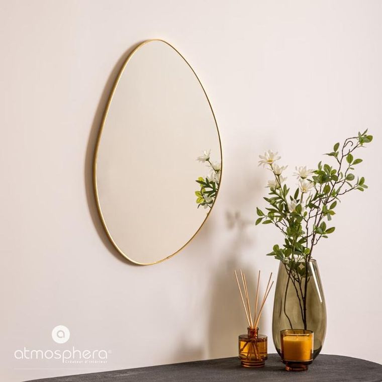 Atmosphera, lustro wiszące asymetryczne, Roman, złote, 60 x40 cm