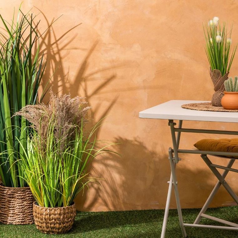 Atmosphera, Maxime, sztuczna trawa w doniczce z plecionki, 80 cm