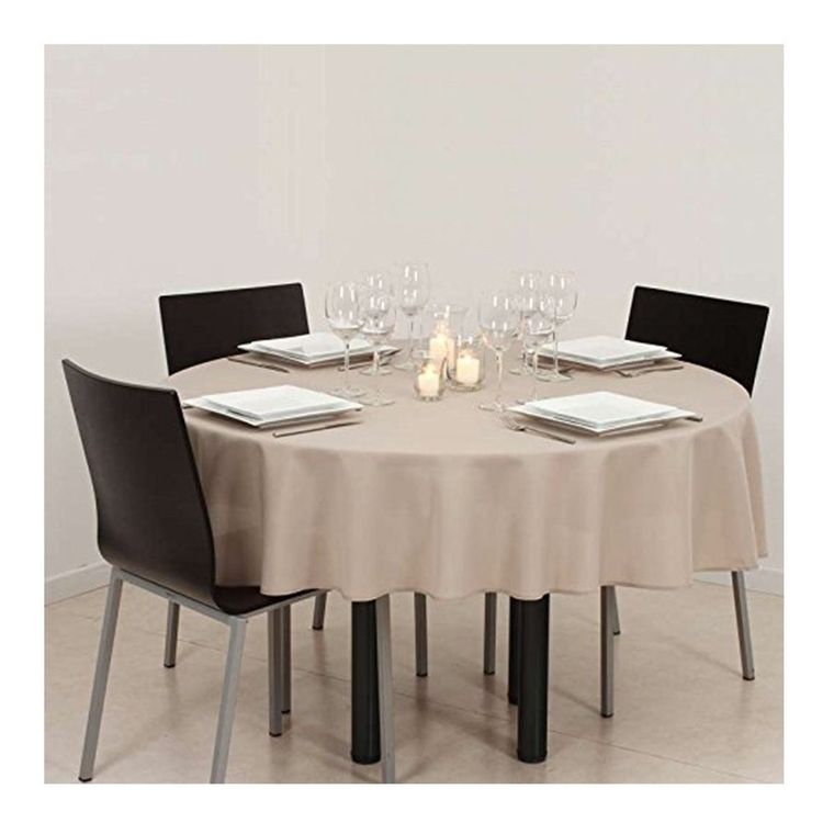 Atmosphera, plamoodporny obrus, okrągły beżowy