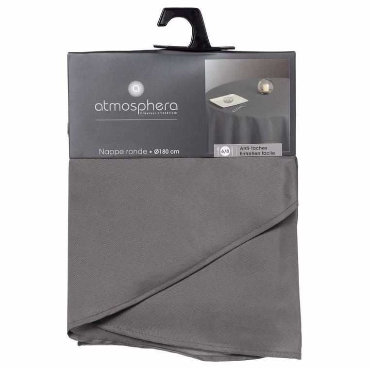 Atmosphera, plamoodporny obrus, okrągły, szary
