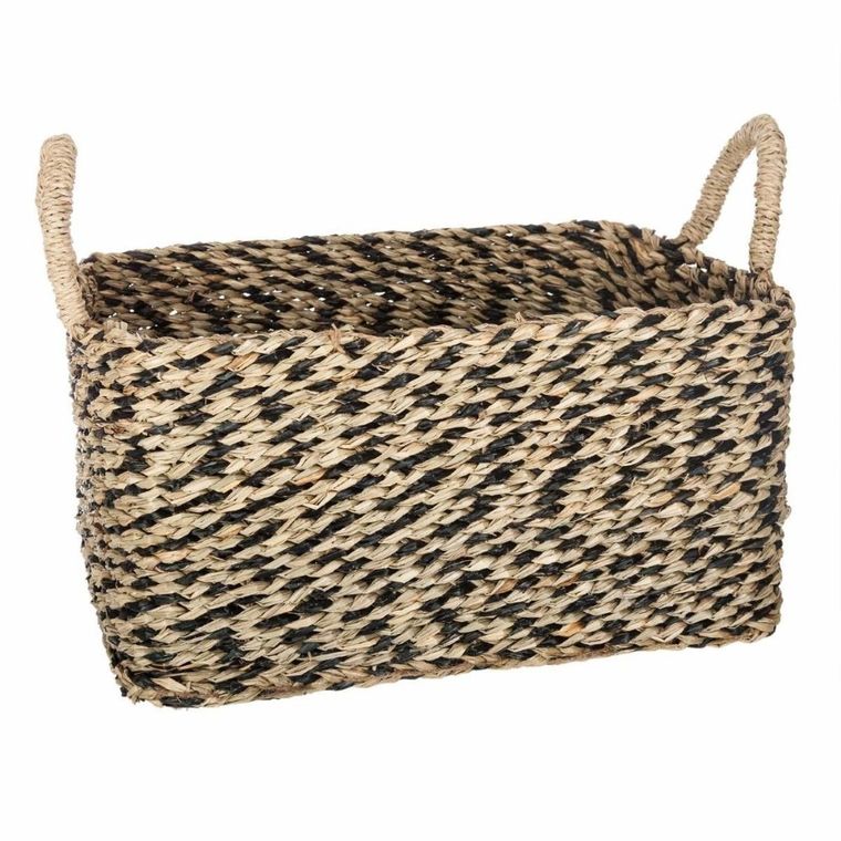 Atmosphera, prostokątne kosze dekoracyjne z uchwytami, 3 rozmiary, czarne