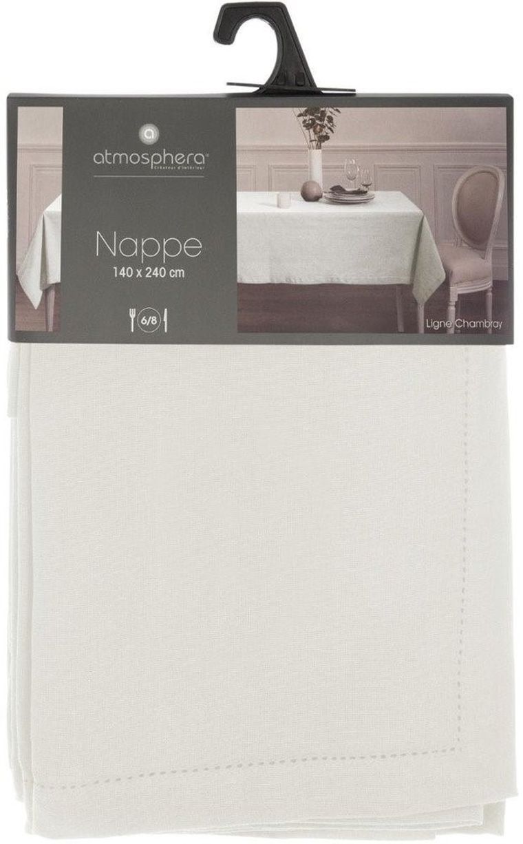 Atmosphera, prostokątny bawełniany obrus, Chambray, biały, 140-240 cm