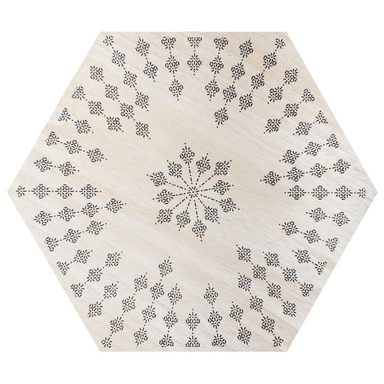 Atmosphera, stolik kawowy z drewna i metalu, sześciokątny, modern