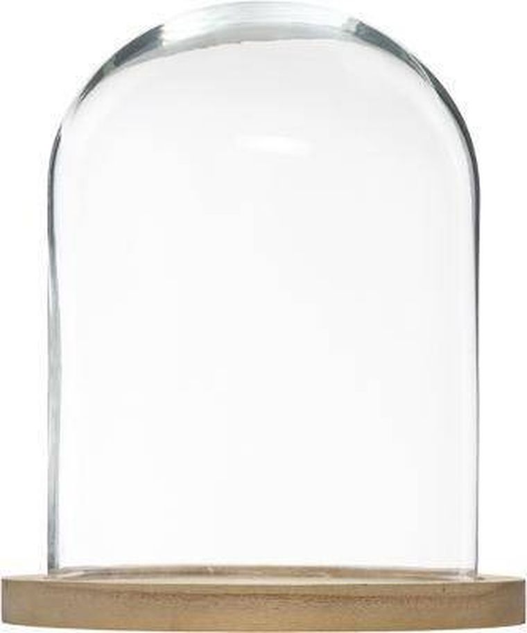 Atmosphera, szklana kopuła na drewnianej podstawie, 23 cm