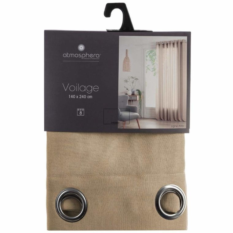 Atmosphera, zasłona dekoracyjna na okno, lniana, 140-240 cm, beżowa
