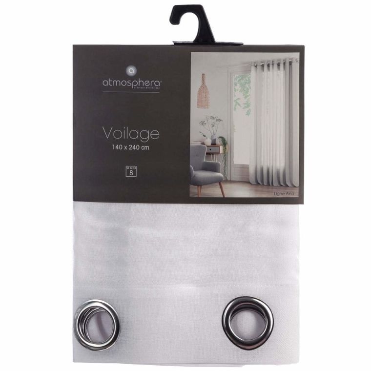 Atmosphera, zasłona dekoracyjna na okno, lniana, 140-240 cm, biała