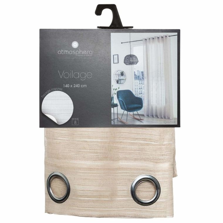 Atmosphera, zasłona dekoracyjna na okno, lniana, 140-240 cm, brzoskwiniowa