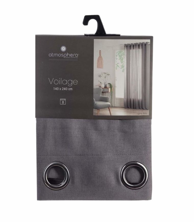 Atmosphera, zasłona okienna, poliestrowa, 140-240 cm, szara